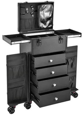 Image de Table de maquillage, multifonctionnelle, design portable, noire