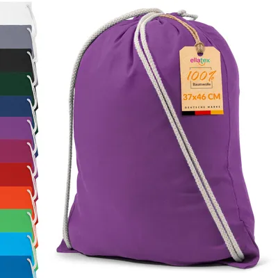 Produktbild von EllaTex Turnbeutel 37x46 cm – Gym Sack aus 100% Baumwolle mit Zugband, in Farbe: Orchidee