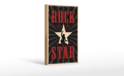 Produktbild von Holzschild Retro 12x18cm Rock Star Musik