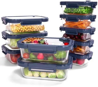 Produktbild von Unyqoos® Glas-Vorratsdosen 10er-Set – Borosilikatglas, 1040 ml + 370 ml, luftdichte Deckel mit Entlüftungsventil, BPA-frei, mikrowellen- und gefriersicher
