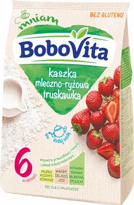 Obrázok produktu pre Kaszka mleczno-ryżowa o smaku truskawkowym dla dzieci 230 g