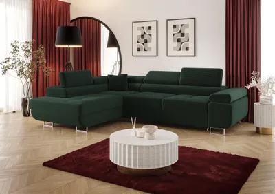 Produktbild von Ecksofa Schlafsofa Sofa MONARO Stoff Poso Grün Ottomane Links
