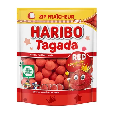 Image de Haribo Tagada Big Bag 220g - Bonbons gélifiés fraise sucrés