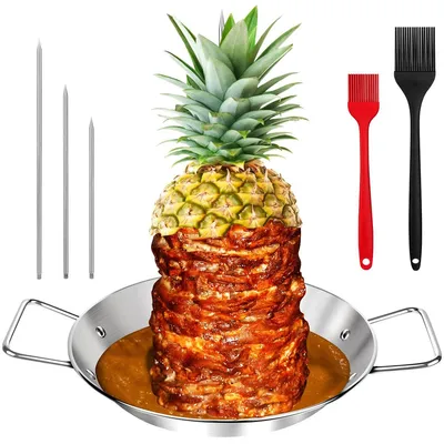 Produktbild von Vertikaler Grillspieß Edelstahl 304 Döner Grill Shawarma BBQ Drehspieß Hähnchen Grillhalter Set
