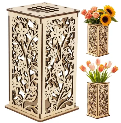 Immagine prodotto di Vasi di legno a forma di fiori per decorazioni fai-da-te