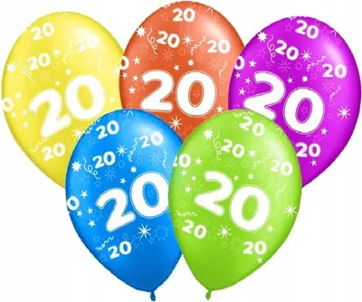 Immagine prodotto di Palloncini con stampa 20° compleanno ""20"", 5 pz.