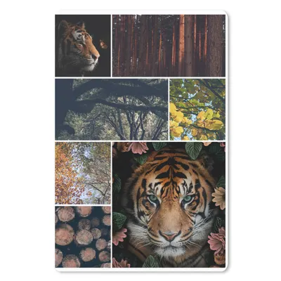 Produktbild von MuchoWow® Mauspad Mousepad Tiger - Collage - Bäume - Blumen 18x27 cm - Mousepads - Maus Mat - Pad - Mausunterlage