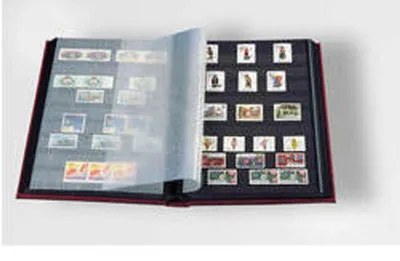 Obrázek produktu pro Briefmarken Einsteckbuch BASIC, 64 schwarze Seiten, Einband unwattiert in Rot, DIN A4