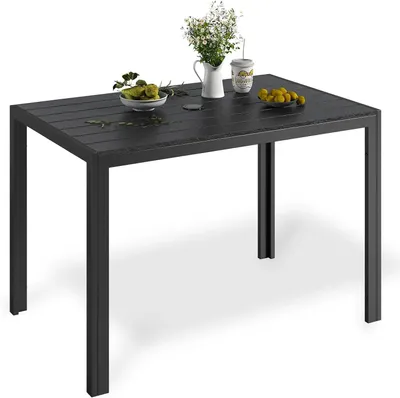 Image de Table de jardin - Table de balcon - Table d'extérieur - Table de terrasse - Structure en aluminium - Plateau en WPC résistant aux intempéries