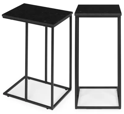 Produktbild von ModernHome BJ403066CT Mobiler Beistelltisch mit Metallgestell, schwarz