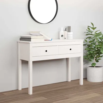 Image de vidaXL Table de console blanc 100x35x75 cm Pin massif - Table de console - Tables de console - Console - Table