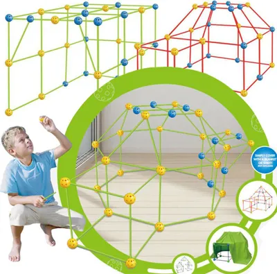 Obrázok produktu pre Stavebná pevnosť pre deti Kit Build Making Kits Hračky pre chlapcov Dievčatá DIY Hrady Tunely Stan Rocket Tower Žiadne stanové plátno