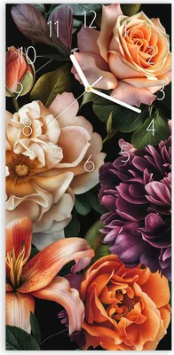 Produktbild von Wanduhr aus Glas mit Motiv Blumenpracht- 30 x 60 cm - inkl. Aufhängesystem