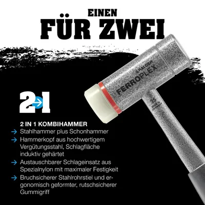 Produktbild von HALDER FERROPLEX Kombihammer Ø 35 mm / 800g mit Stahlrohrstiel