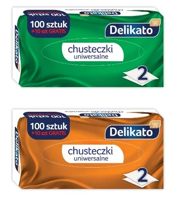 Obrázek produktu pro Delikato, Chusteczki higieniczne w kartonie 2-warstwowe, 100 + 10 sztuk