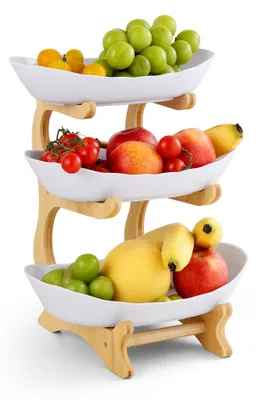 Productafbeelding van Etagère 3 Etages, Fruitschaal met Bamboestandaard