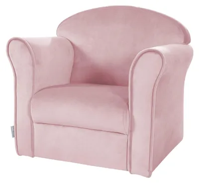 Obrázok produktu pre detské kreslo roba "Lil Sofa" s podrúčkami, pohodlné mini kreslo potiahnuté ružovou zamatovou látkou
