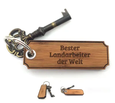 Produktbild von Mr. & Mrs. Panda Taschenanhänger Landarbeiter - Bambus - Geschenk, schutzengel anhänger, Glücksbringer, Gravur, für tasche, Gratulation, Schlüssel, holz, Schenken
