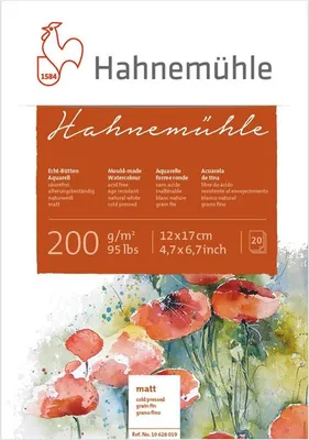 Produktbild von Hahnemühle Aquarellblock - 200 g/m² - matt - 12 x 17 cm - 20 Blatt