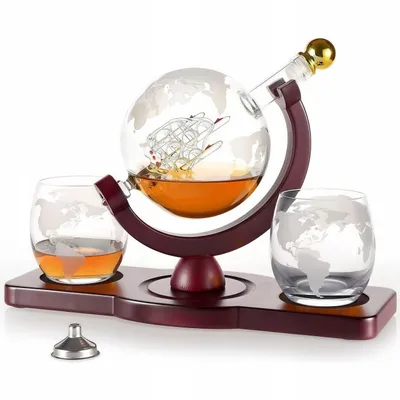 Zdjęcie produktu dla Zestaw do Whisky KARAFKA Globus + 2 Szklanki PREZENT ZESTAW DZIEŃ TATY CHŁOPAKA 1-99