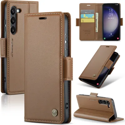 Produktbild von Galaxy S23+ 5G Hülle, Leder Brieftasche Kartenfach Schutzhülle mit Standfunktion für Samsung Galaxy S23+ 5G Braun