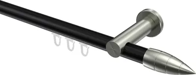 Produktbild von Interdeco Innenlaufstange / Gardinenstange mit Innenlauf Schwarz / Edelstahl-Optik, Typ Platon Samanto (Rillenpatrone), 20 mm Ø 1-läufig, 600 cm