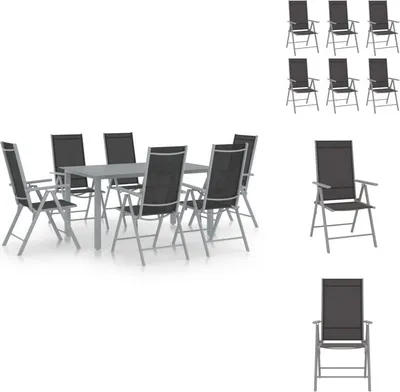 Image de vidaXL Ensemble de jardin 7 pièces aluminium argenté et noir - Ensemble de meubles de jardin