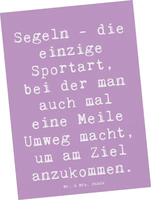 Produktbild von Mr. & Mrs. Panda Postkarte Spruch Segeln Umweg - Lavendeltraum - Geschenk, Wind, Abenteuer, Segelboot, Sportler, Teamsport, Grußkarte, Postkarten, bildkarte, Freiheit