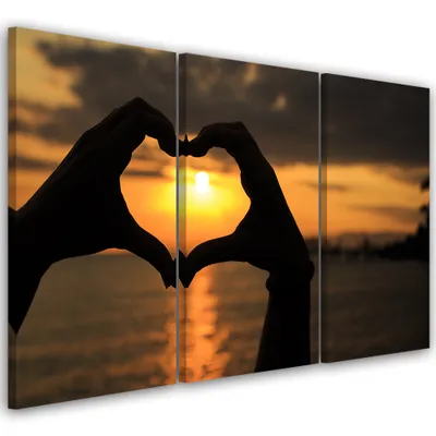 Produktbild von Triptychon auf leinwand abstrakte bilder - orange 120x80 cm Feeby orange wandbild bereit zum aufhängen