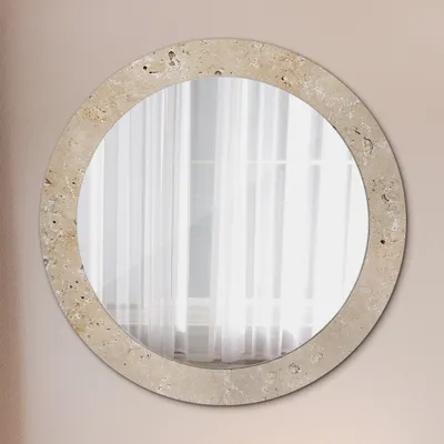 Produktbild von Spiegel - Mirror zum Wandspiegel Schlafzimmer – Schminkspiegel- natürlich Stein- Ø70cm