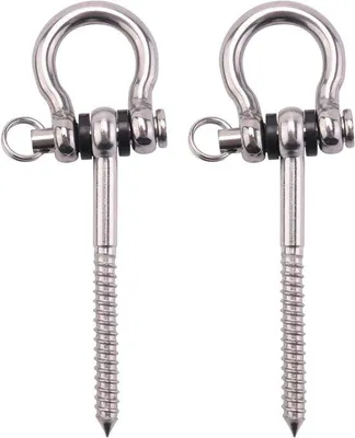 Productafbeelding van Schroefbeugels - Hangbeugels Ophanghaken - Schommels Ophangen - Zware Kwaliteit - 2 Stuks - Zilver