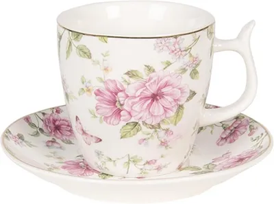 Immagine prodotto di Clayre & Eef 6CE1072 Tazza da caffè con piattino Multi Ø13x2 cm