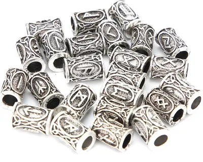 Obrázek produktu pro 24 kusů vikingských korálků do vlasů ze slitiny, vintage korálky na dredy, korálky na vousy pro muže, šperky do vlasů