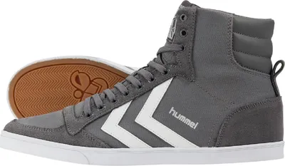 Image de Hummel Slimmer Stadil Unie Haut Lacet Toile Daim Chaussures de Tennis En Bleu Blanc - 42. EU / Blu White