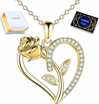 Image de Collier en argent 925 avec une rose et un cœur fleuri en zircone