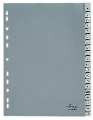 Obrázok produktu pre Odolné 6401 10 indexov - A - Z, PP, sivá farba, A4, 20 listov