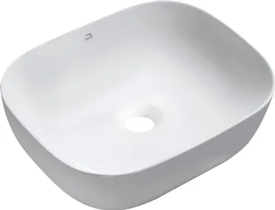 Zdjęcie produktu dla Mogami - Biała Ceramiczna Umywalka Nablatowa 505x405 mm, Prostokątna, Błysk, Bez Otworu na Baterię, Odporny na Przebarwienia