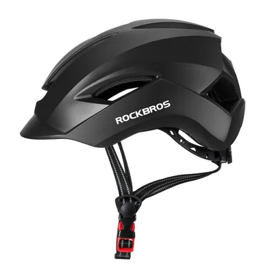 Produktbild von ROCKBROS City-Fahrradhelm für Damen und Herren (MTB, Rennrad, verstellbar, leicht, atmungsaktiv) mit reflektierenden Riemen, Schwarz