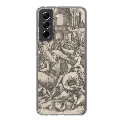 Produktbild von MuchoWow® Handyhülle Schutzhülle Hülle für Samsung Galaxy S21 FE Leda und der Schwan mit ihren vier Kindern - Gemälde von Meister IB mit dem Vogel Silikon Softcase Handy Hülle - Mobiltelefonhülle