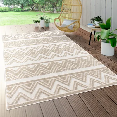 Image de Tapis d'intérieur et d'extérieur, terrasse et balcon, résistant aux intempéries Motifs géométriques modernes Dimensions 60 x 100 cm