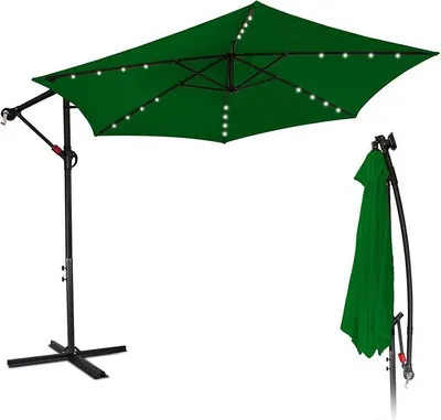 Produktbild von Sonnenschirm mit LED Solar, Alu Ampelschirm mit Kurbelvorrichtung, Sonnenschirm UV-Schutz & Wasserabweisende, Gartenschirm