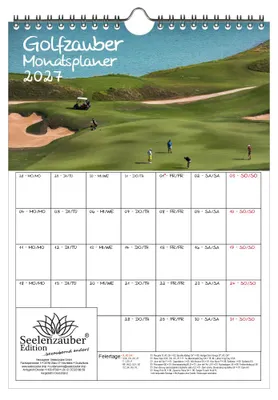 Produktbild von Golfzauber Planer DIN A4 Kalender für 2027 Golf und golfen - Seelenzauber