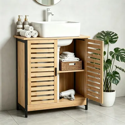 Immagine prodotto di Mobile sottolavello in bambù, 60 x 31 x 70 cm, colore naturale