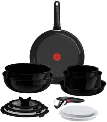 Zdjęcie produktu dla Tefal L27094, Zestaw mieszany, Czarny, Aluminium, Ceramika, Czarny, Szkło