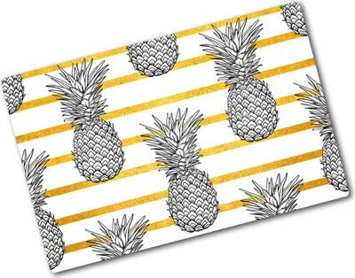 Produktbild von Tulup Glas Herdabdeckplatte - 80x52 cm - Glaskeramikkochfeld-Abdeckung Spritzschutz Glasabdeckplatte - Einteilig - Essen & Getränke - Ananas Streifen - Gelb