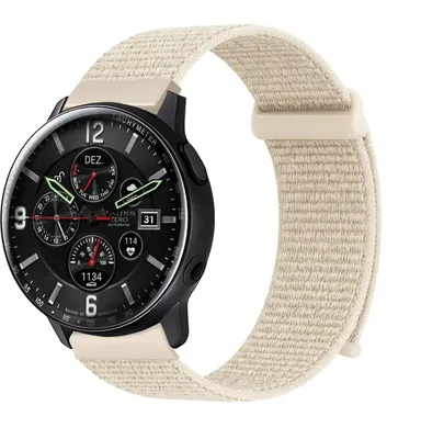Produktbild von Smartwatch Armband für Samsung Galaxy Watch Active2 40mm Nylon Textil Band Ersatzband Wechselband Klettverschluss flexibel atmungsaktiv Beige