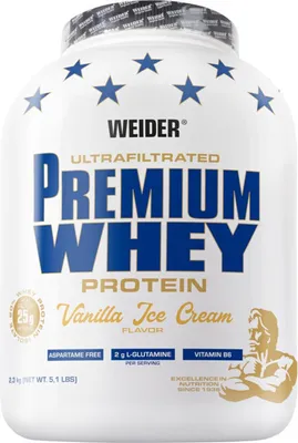 Immagine prodotto di Weider Premium Whey Protein 2300 g di gelato alla vaniglia / Proteine del siero di latte / Deliziose proteine del siero di latte di  arricchite con L-glutammina e vitamina B6