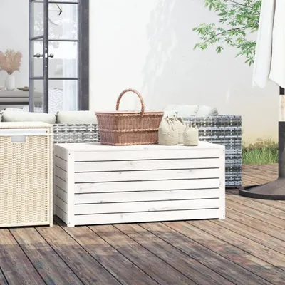 Produktbild von vidaXL Gartenbox Weiß 101x50,5x46,5 cm Massivholz Kiefer - Gartenbox - Gartenboxen - Gartenmöbel - Aufbewahrungsbox Für Den Außenbereich