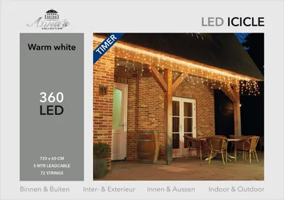 Productafbeelding van IJspegelverlichting 360 lampjes warm wit Icicle Lights Anna's Collection