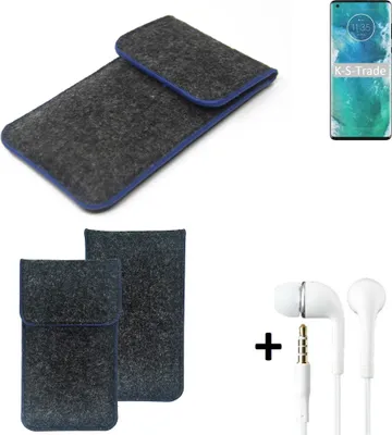 Produktbild von K-S-Trade Handy Schutz Hülle kompatibel mit Motorola Edge+ Schutzhülle Handyhülle Filztasche Pouch Tasche Case Sleeve Filzhülle dunkelgrau, blauer